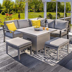 Extra image of Hartman Rio Square Corner Sofa Set with Gas Fire Pit Table & Lounge Chairs in Taupe and Pewter