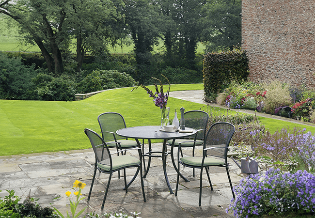 Image of Kettler Caredo 4 Seater Round Dining Set in Sage - NO PARASOL