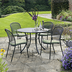 Small Image of Kettler Caredo 4 Seater Round Dining Set in Sage - NO PARASOL