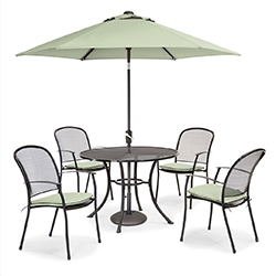 Extra image of Kettler Caredo 4 Seater Round Dining Set with Parasol in Sage