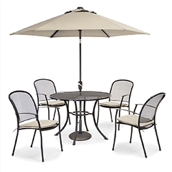 Extra image of Kettler Caredo 4 Seater Round Dining Set with Parasol in Stone