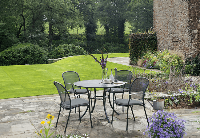 Image of Kettler Caredo 4 Seater Round Dining Set - Slate NO PARASOL