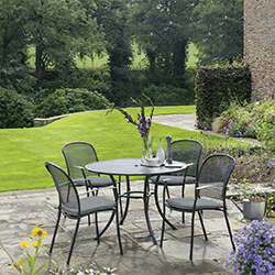 Small Image of Kettler Caredo 4 Seater Round Dining Set - Slate NO PARASOL