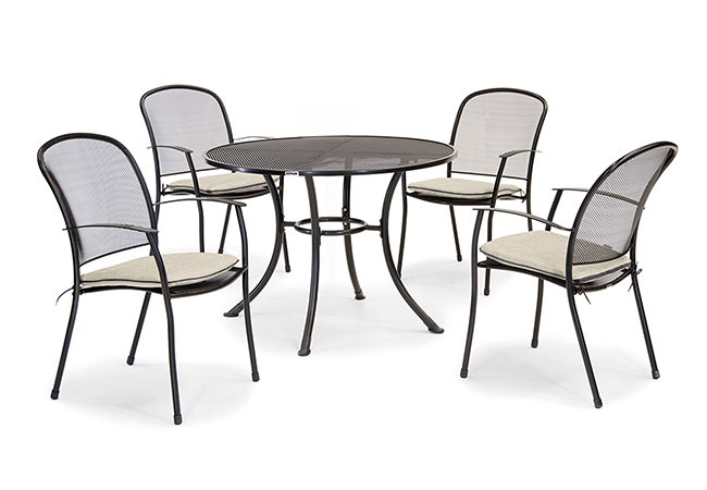 Image of Kettler Caredo 4 Seater Round Dining Set in Stone - NO PARASOL