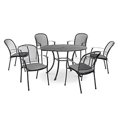 Small Image of Kettler Caredo 6 Seater Round Dining Set in Slate Check - NO PARASOL