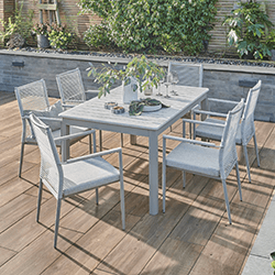 Image of Kettler Trento 6 Seat Extendable Dining Set in Pebble