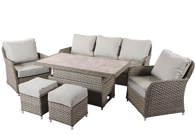 Image of Hartman Eton 3 Seat Casual Lounge Set with Adjustable Table in Beech/Oatmeal