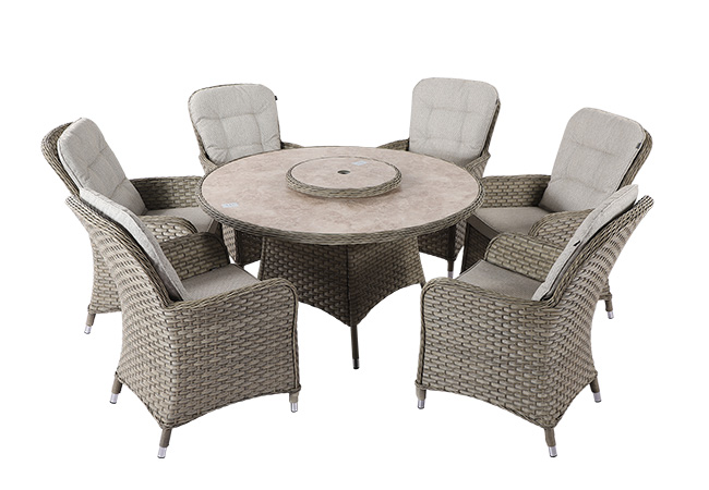 Image of Hartman Eton Tuscan 6 Seat Dining Set with Lazy Susan in Beech/Oatmeal