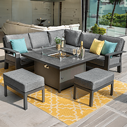 Small Image of Hartman Aurora Square Corner Sofa Set with Fire Pit Table and Benches  - Xerix/Zenith