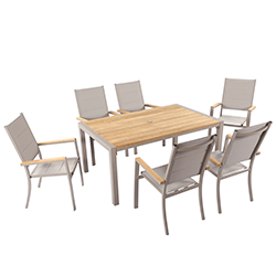 Extra image of Hartman Ezra 6 Seat Rectangular Dining Set in Latte and Oatmeal