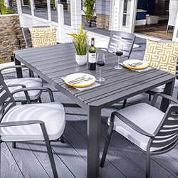 Extra image of Hartman Orion 6 Seat Rectangular Dining Set in Matt Grey/Platinum