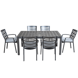 Extra image of Hartman Orion 6 Seat Rectangular Dining Set in Matt Grey/Platinum