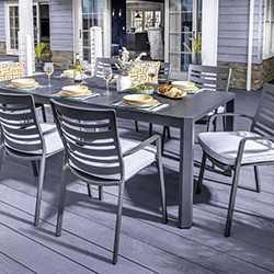 Extra image of Hartman Orion 8 Seat Rectangular Dining Set in Matt Grey/Platinum