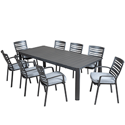 Extra image of Hartman Orion 8 Seat Rectangular Dining Set in Matt Grey/Platinum