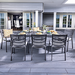 Small Image of Hartman Orion 8 Seat Rectangular Dining Set in Matt Grey/Platinum