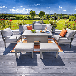 Extra image of Hartman Rio 3 Seat Lounge Set with Gas Fire Pit Table in Taupe and Pewter