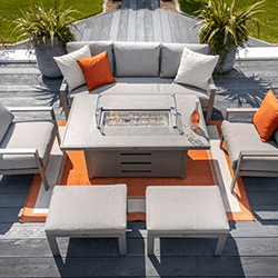 Extra image of Hartman Rio 3 Seat Lounge Set with Gas Fire Pit Table in Taupe and Pewter