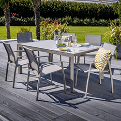 Extra image of Hartman Rio 6 Seat Rectangular Dining Set in Taupe and Pewter