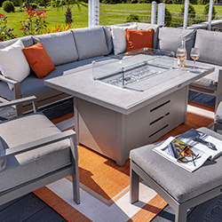 Extra image of Hartman Rio Rectangular Corner Sofa Set with Gas Fire Pit Table in Taupe and Pewter