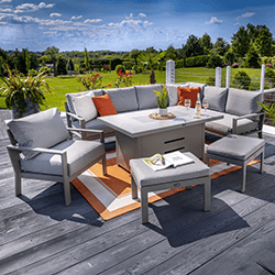 Extra image of Hartman Rio Rectangular Corner Sofa Set with Gas Fire Pit Table in Taupe and Pewter