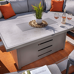 Extra image of Hartman Rio Rectangular Corner Sofa Set with Gas Fire Pit Table in Taupe and Pewter