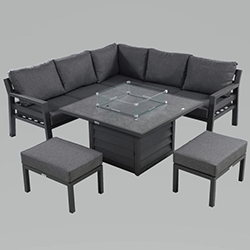 Extra image of Hartman Somerton Square Corner Gas Fire Pit Set with Stools - Xerix / Slate