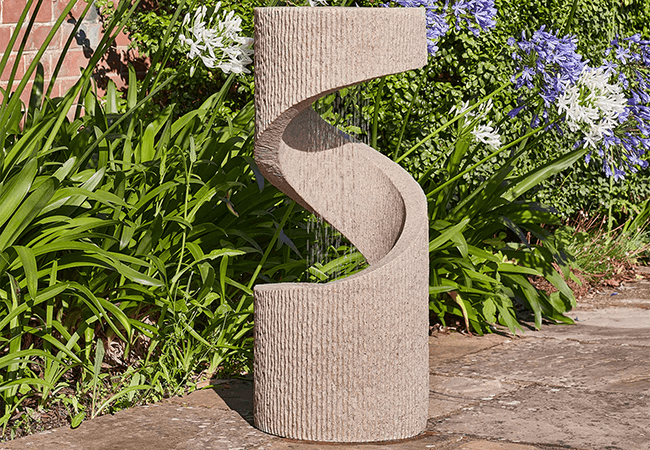 Image of Outdoor Spiral Water Feature in Sandstone