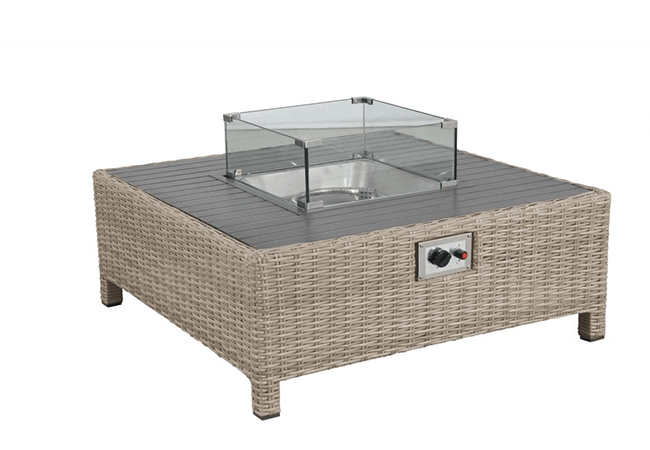 Image of Kettler Palma Low Lounge Fire Pit Table in Oyster