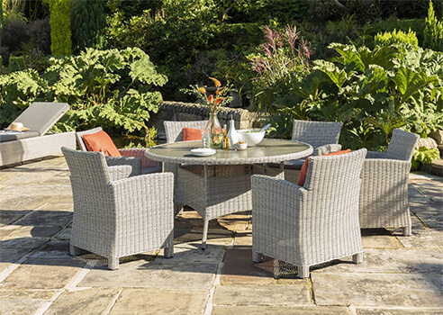 Image of EX-DISPLAY / COLLECTION ONLY - Kettler Palma 6 Seater Dining Set with Lazy Susan in White Wash