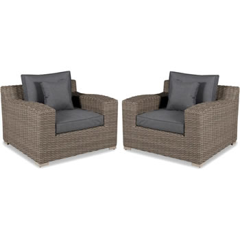 Image of Kettler Palma Luxe Armchair Pair in Rattan and Taupe