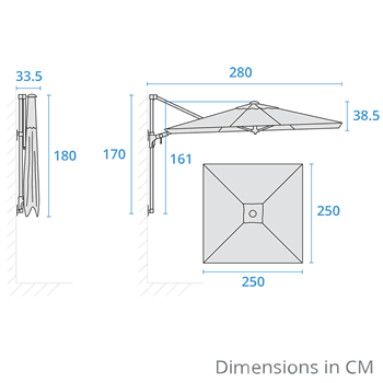 Parasol base dimensions image