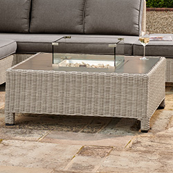 Image of Kettler Palma Low Fire Pit Table in White Wash