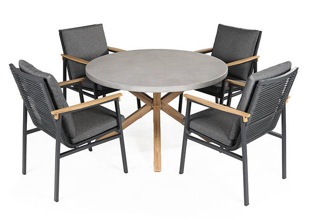 Image of Supremo Polperro 4 Seat Round Dining Set in Charcoal