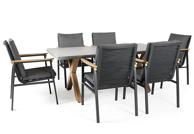 Image of Supremo Polperro 6 Seat Rectangular Dining Set in Charcoal