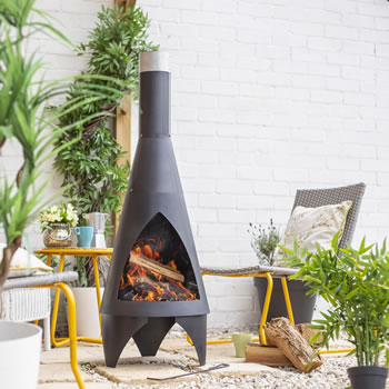 Image of Colorado Black Medium Steel Chiminea by La Hacienda