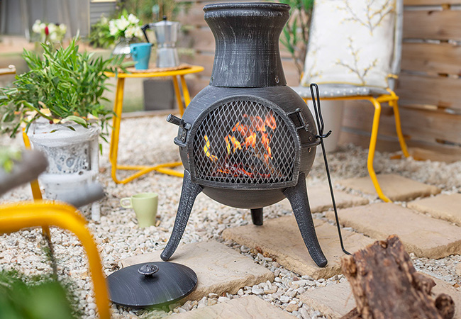 Image of La Hacienda Steel Squat Pewter Effect Chiminea