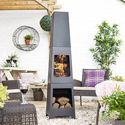 Image of La Hacienda Malmo Steel 150cm Chiminea Patio Heater with Wood Store