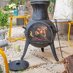 Small Image of La Hacienda Steel Squat Pewter Effect Chiminea