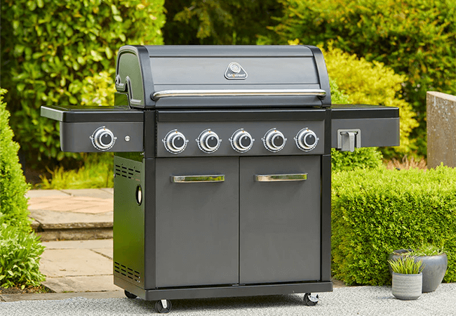 Image of Grillstream Legacy 5 Burner Hybrid with Side Burner - Matt Black