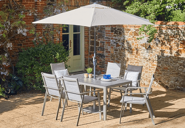 Image of LG Capri 6 Seat Dining Set with 3.0m Parasol