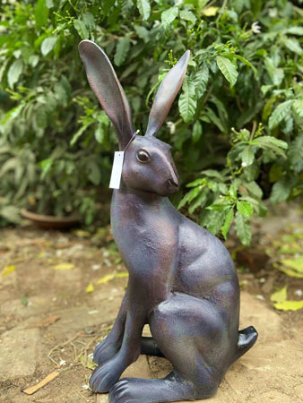 Image of Sitting Hare Cast Aluminium Garden Sculpture