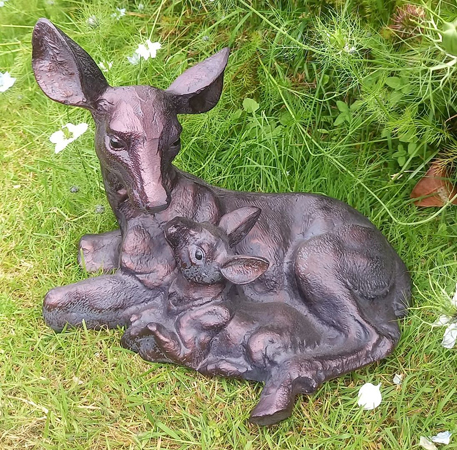 Image of Doe and Baby Fawn Garden Sculpture