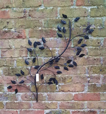 Image of Leaf and Branch Metal Wall Art - Mat Black