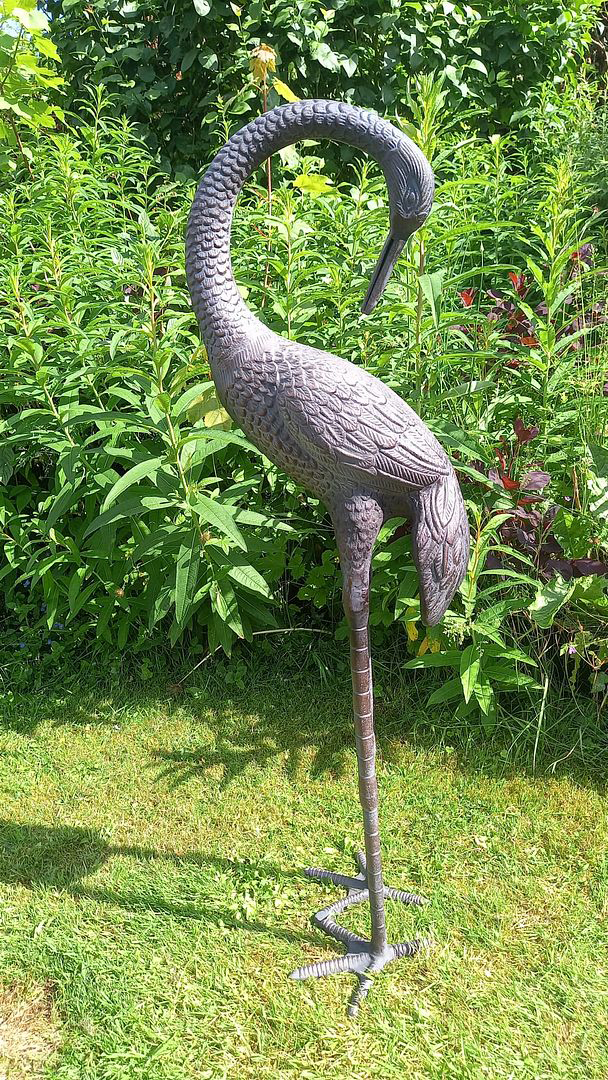 Image of Love Crane Aluminium Garden Sculpture with Bronze Finish - 1m Tall