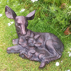 Extra image of Doe and Baby Fawn Garden Sculpture