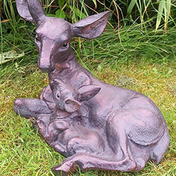 Extra image of Doe and Baby Fawn Garden Sculpture