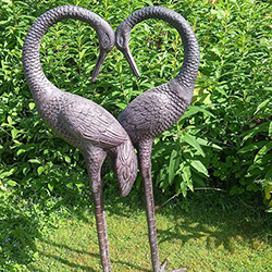 Extra image of Pair of Aluminium Love Crane Garden Sculptures with Bronze Finish - 1m Tall