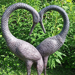 Extra image of Pair of Aluminium Love Crane Garden Sculptures with Bronze Finish - 1m Tall