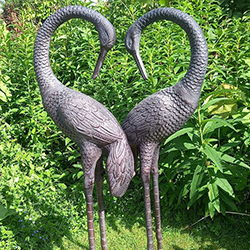 Extra image of Pair of Aluminium Love Crane Garden Sculptures with Bronze Finish - 1m Tall