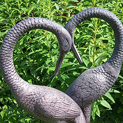 Extra image of Pair of Aluminium Love Crane Garden Sculptures with Bronze Finish - 1m Tall